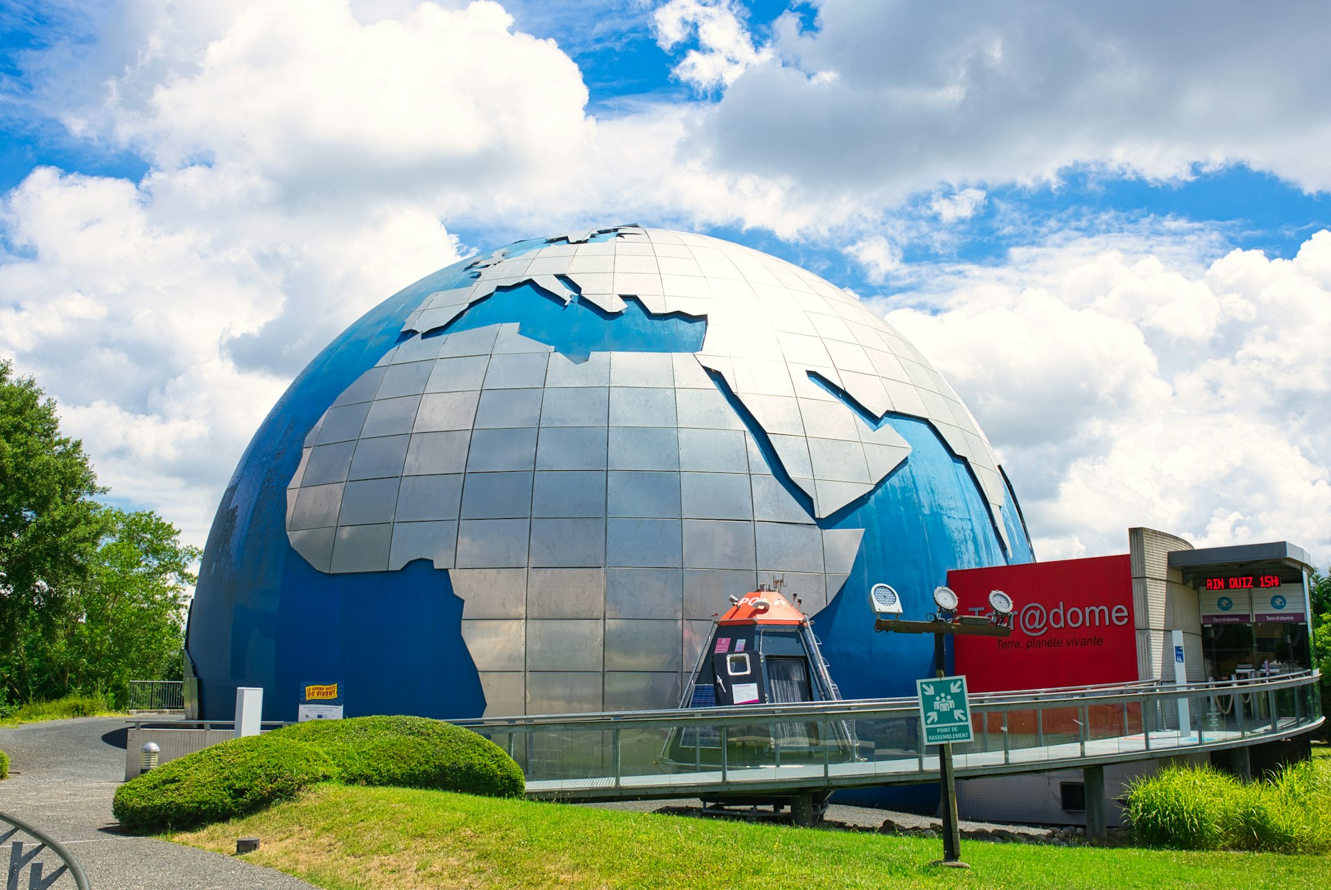 The planetarium  in the City of Space 'Cite de l'espace', decorated as planet Earth;
