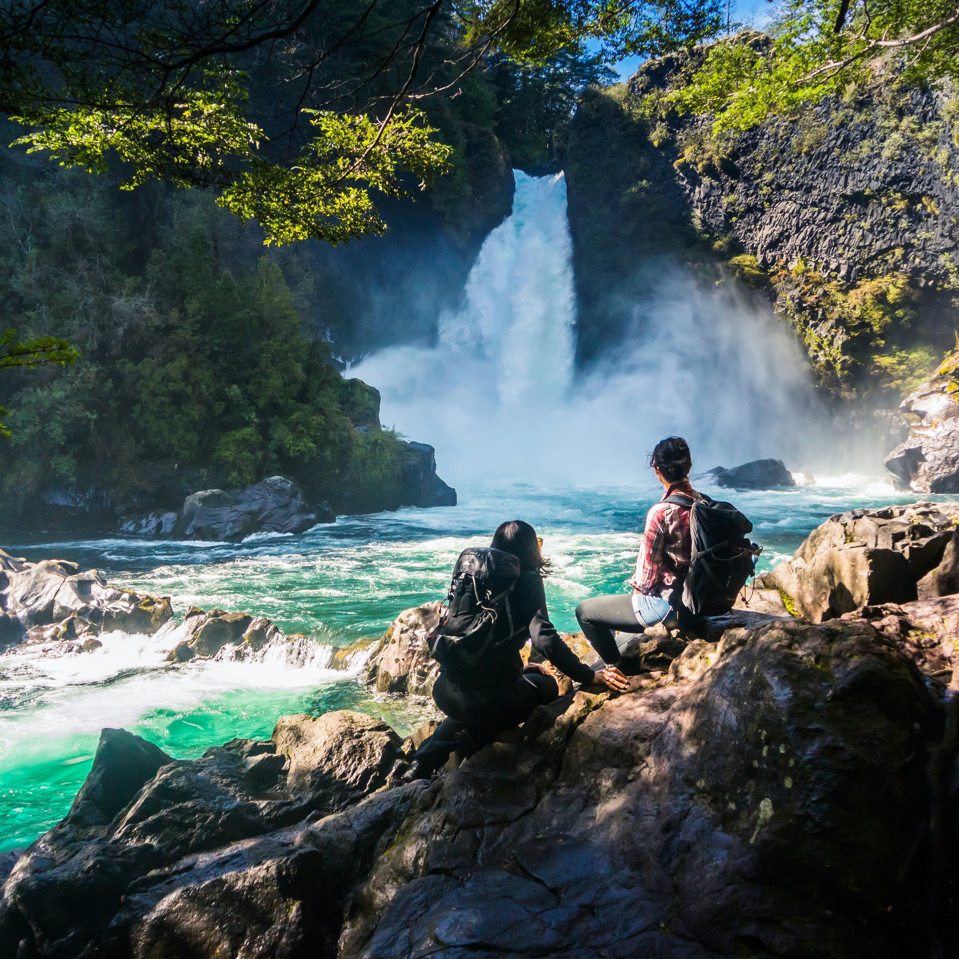 Huilo huilo Waterfall at Biological Reserve Huilo-Huilo in Chile.