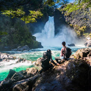 Huilo huilo Waterfall at Biological Reserve Huilo-Huilo in Chile.