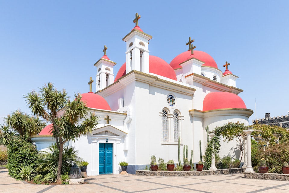 Greek Orthodox Monastery of the Twelve Apostles in Capernaum, located on the coast of the Sea of Galilee.
