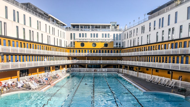 luxury swimming pool in Molitor hotel MGallery by Sofitel hotel in Paris XVI