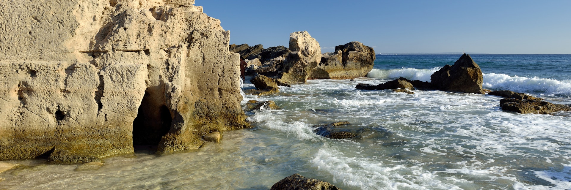 Stone beach Salines on Ibiza. Balearic Islands. Spain; Shutterstock ID 1387168433; your: Sloane Tucker; gl: 65050; netsuite: Online Editorial; full: POI
1387168433