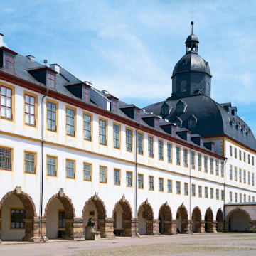 Inner courtyard of Friedenstein Castle in the old town of Gotha in Thuringia in Germany.
