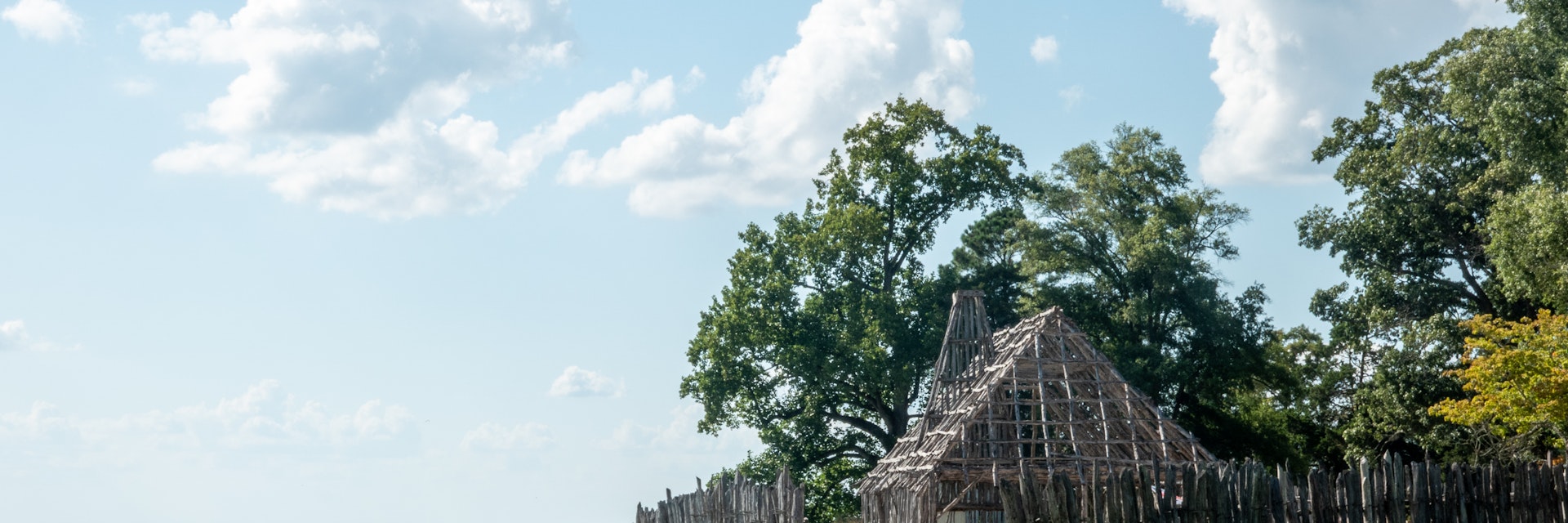 Reconstruction of wooden fort in the Historic Jamestowne Settlement in Virginia.
