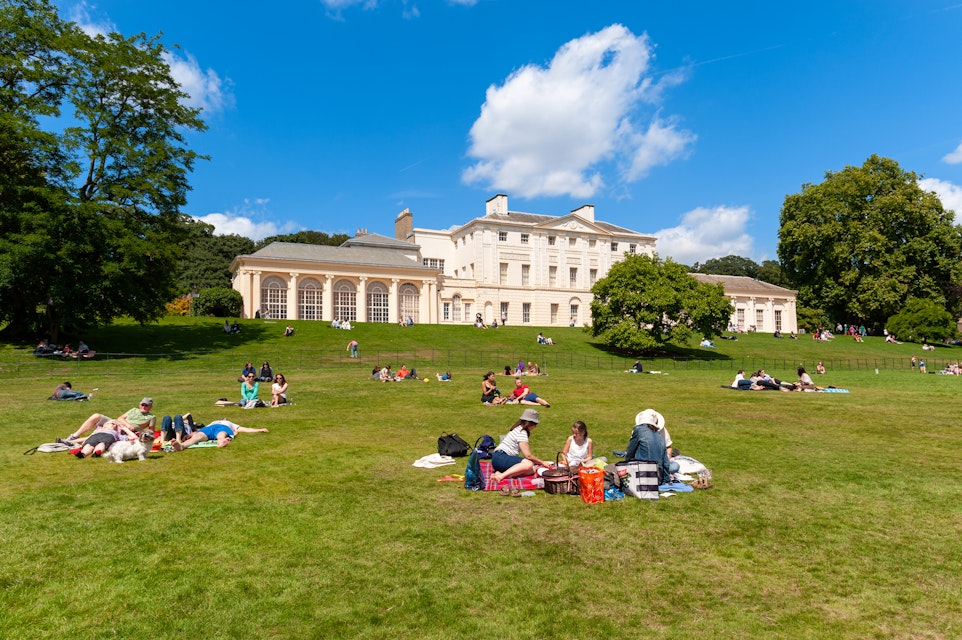 People having picnics at Kenwood House, Hampstead Heath.