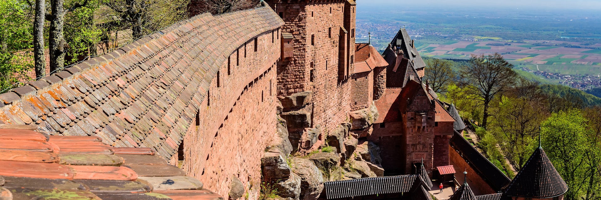 View from the wall of the Haut-Koenigsbourg castle ( Château du Haut-Kœnigsbourg ) over the Alsatian panorama and vineyards up to the Black Forest; Shutterstock ID 1780073546; your: Sloane Tucker; gl: 65050; netsuite: Online Editorial; full: POI
1780073546