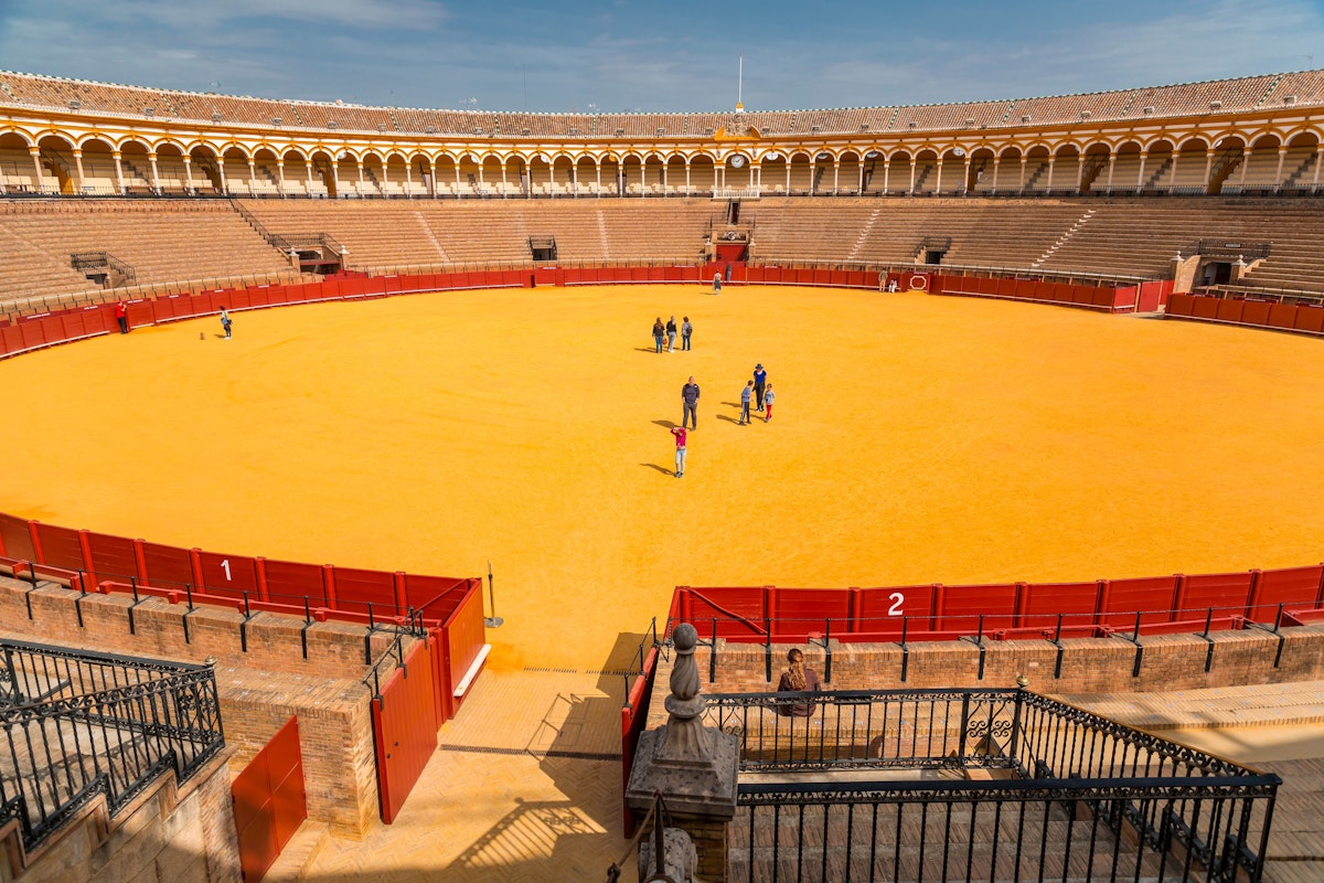 The Plaza de Toros de la Real Maestranza de Caballeria de Sevilla is a 12,000 capacity bullring in Seville, Spain.