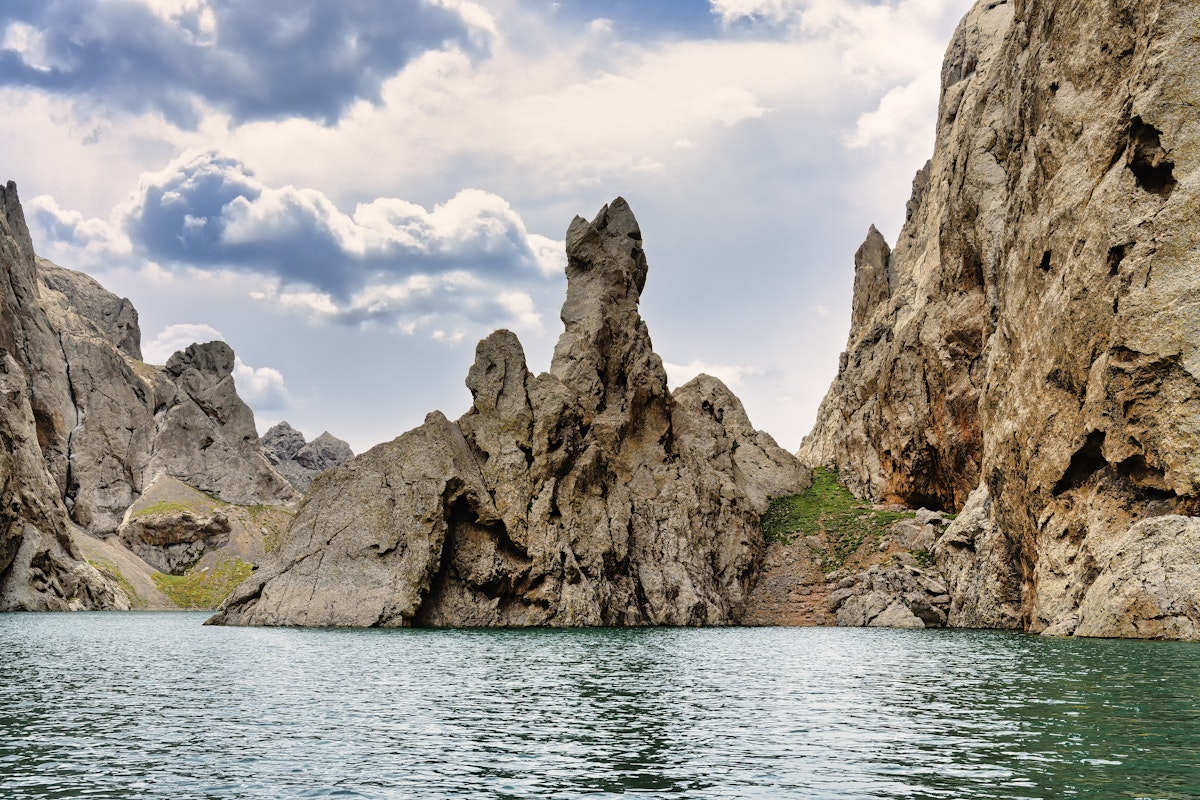 Rock formation around the alpine Köl-Suu lake, Kurumduk valley, Naryn province, Kyrgyzstan; Shutterstock ID 2255076413; your: Sloane Tucker; gl: 65050; netsuite: Online Editorial; full: POI
2255076413