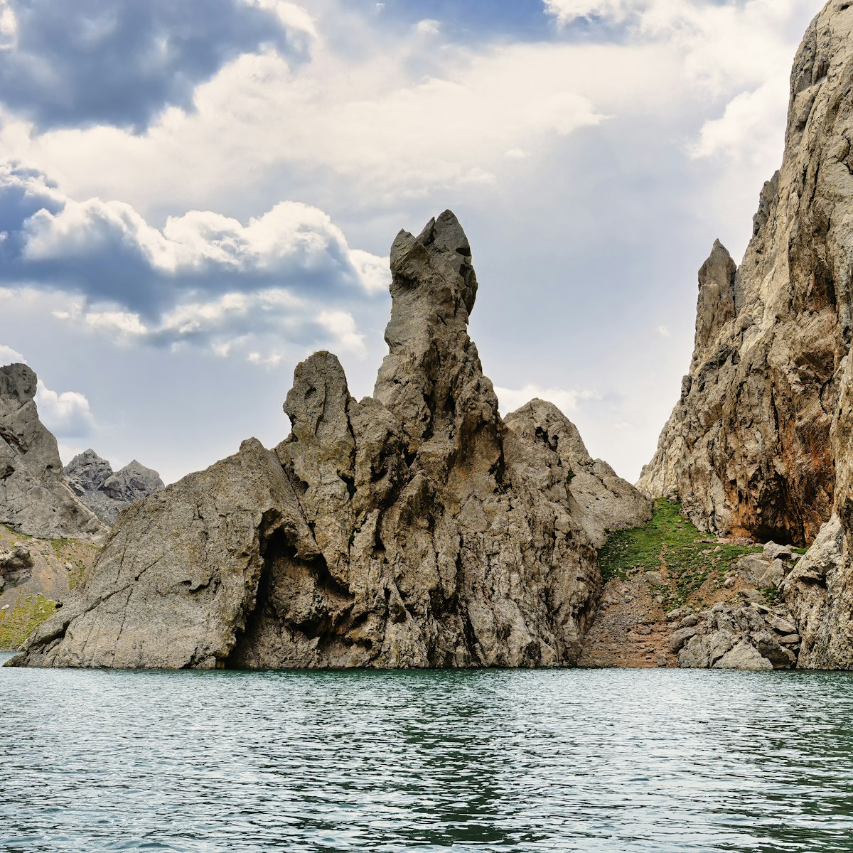 Rock formation around the alpine Köl-Suu lake, Kurumduk valley, Naryn province, Kyrgyzstan; Shutterstock ID 2255076413; your: Sloane Tucker; gl: 65050; netsuite: Online Editorial; full: POI
2255076413