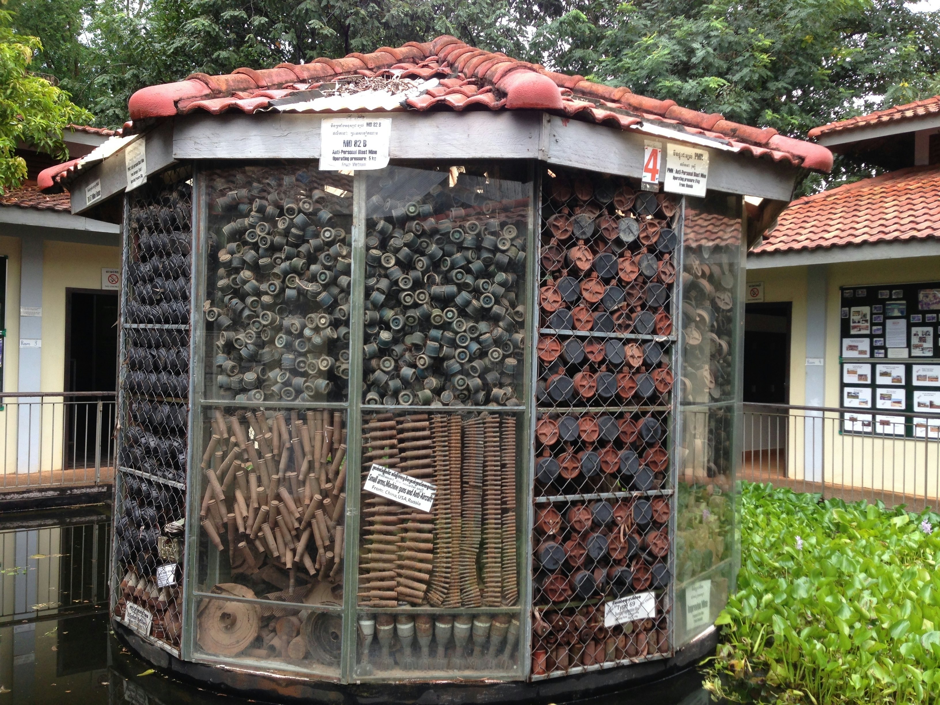 A collection of diffused landmines at the Cambodia Landmine Museum.