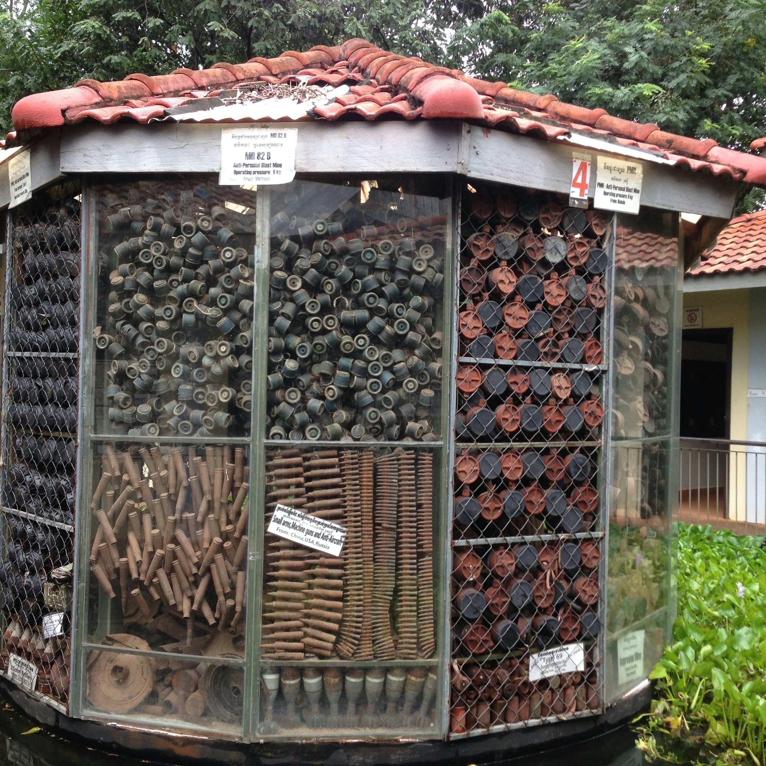 A collection of diffused landmines at the Cambodia Landmine Museum.