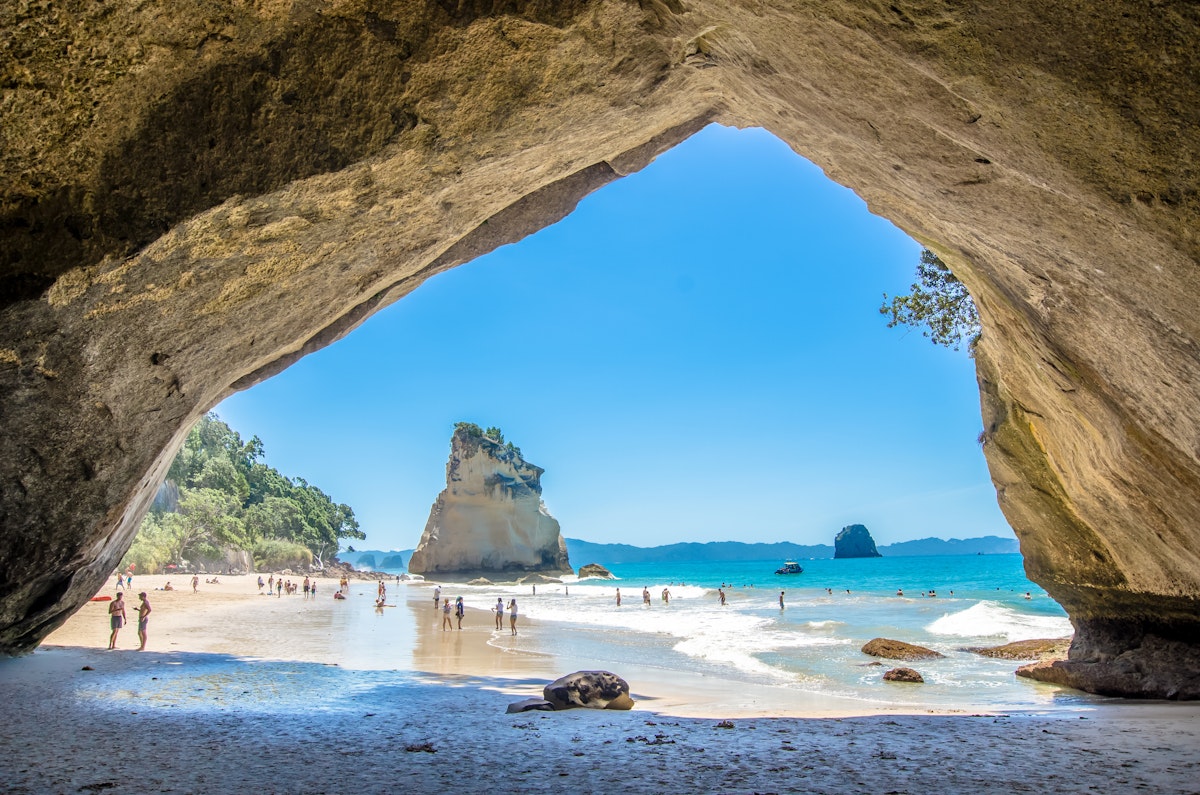Cathedral Cove in Coromandel Peninsula on the North Island of New Zealand.