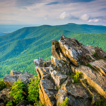 View of the Blue Ridge Mountains from Hawksbill Summit, in Shenandoah National Park, Virginia.