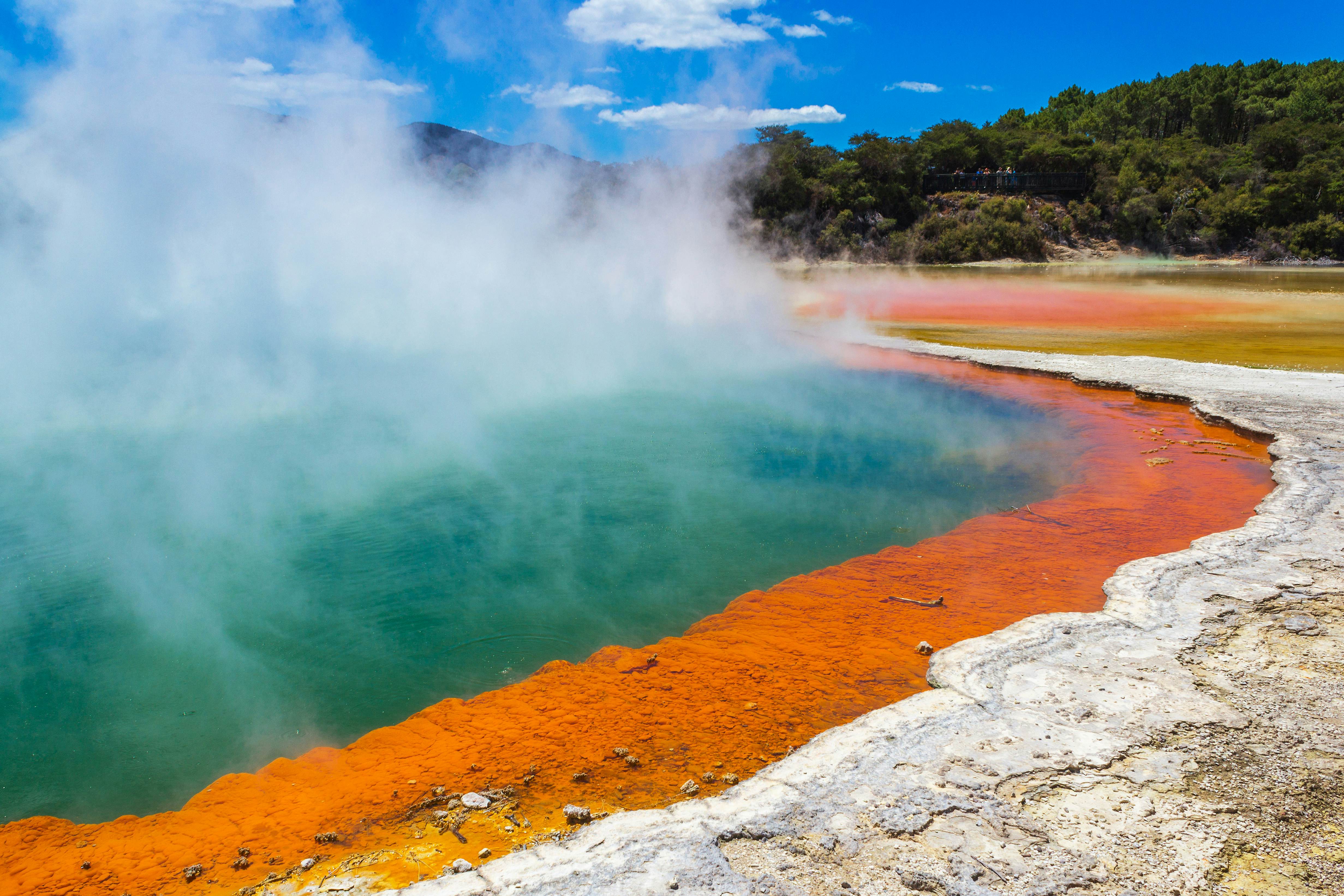 The Champagne Pool at Wai-O-Tapu or Sacred Waters – Thermal Wonderland, Rotorua, New Zealand.