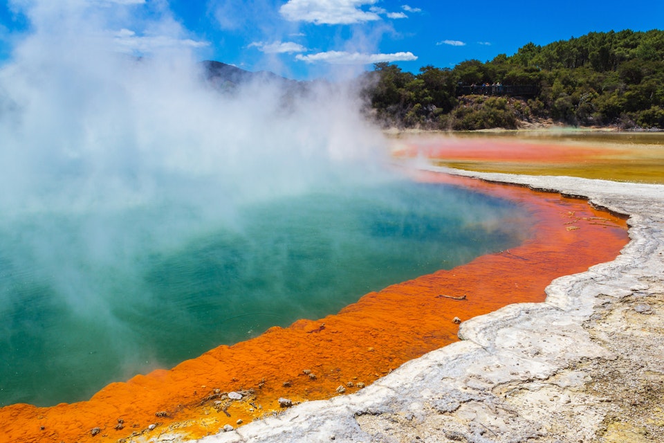 The Champagne Pool at Wai-O-Tapu or Sacred Waters – Thermal Wonderland, Rotorua, New Zealand.