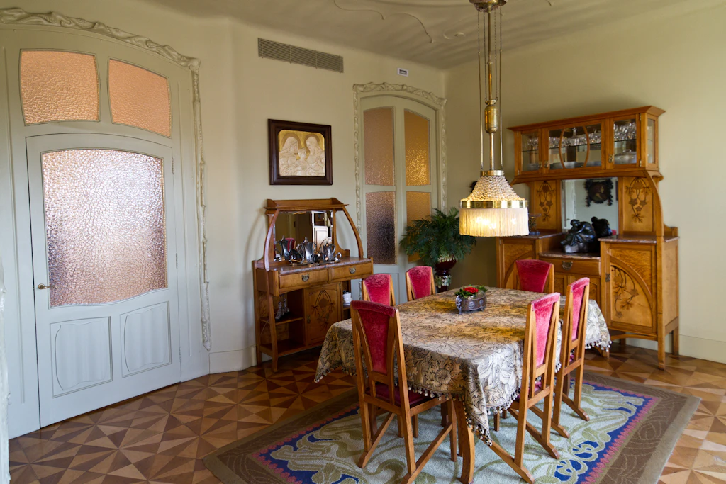 La Pedrera in Barcelona The interior of a show apartment for tourists at Casa Mila aka La Pedrera in Barcelona.