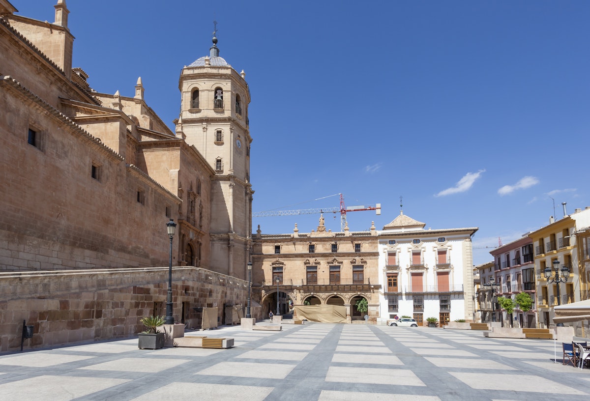 Historic square Plaza de Espana in the old town of Lorca. 