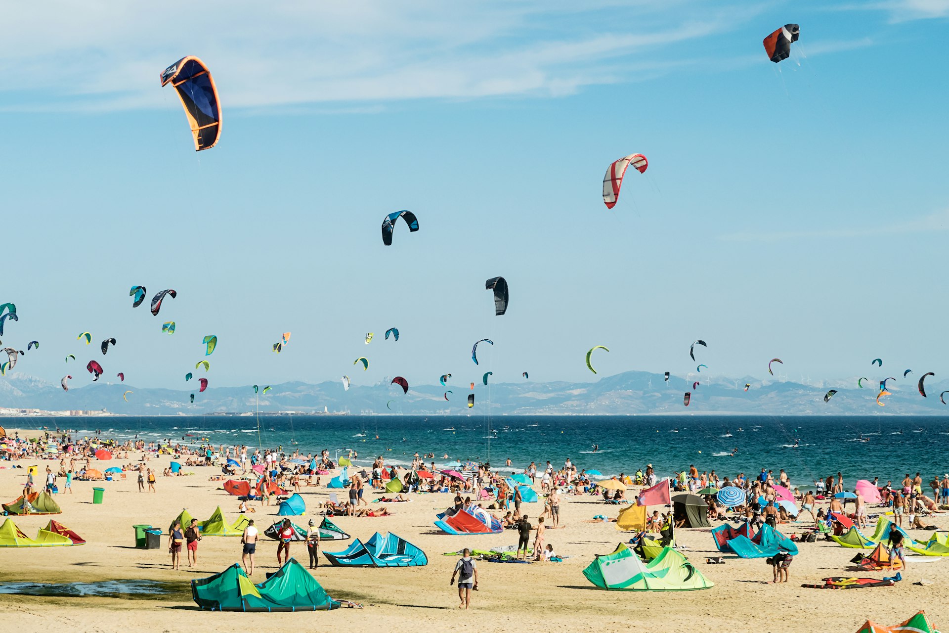 Kitesurfing on the beach of Tarifa