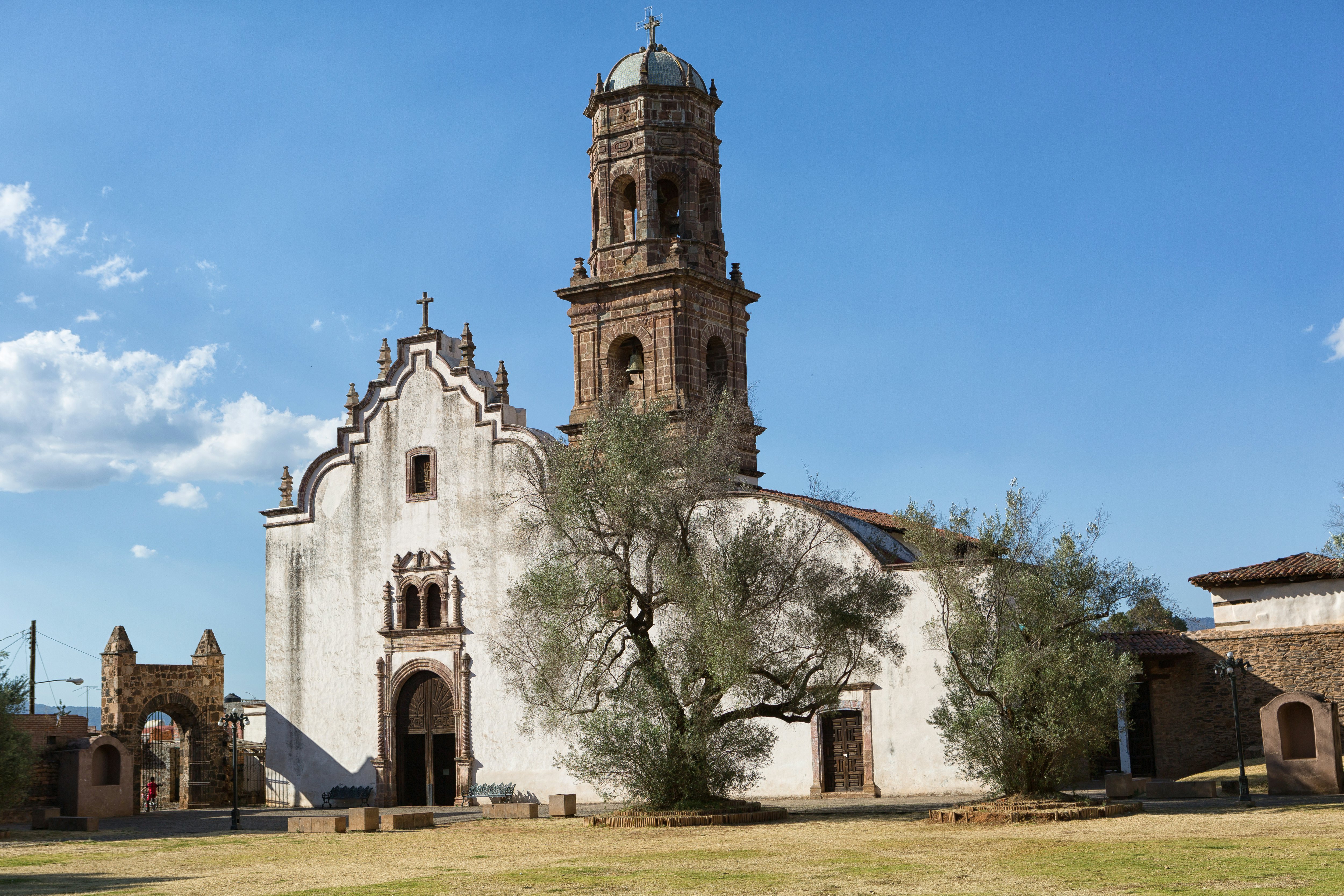 The San Francisco monastery in Tzintzuntzan Mexico, which houses the Museo Antiguo Convento Franciscano de Santa Ana.