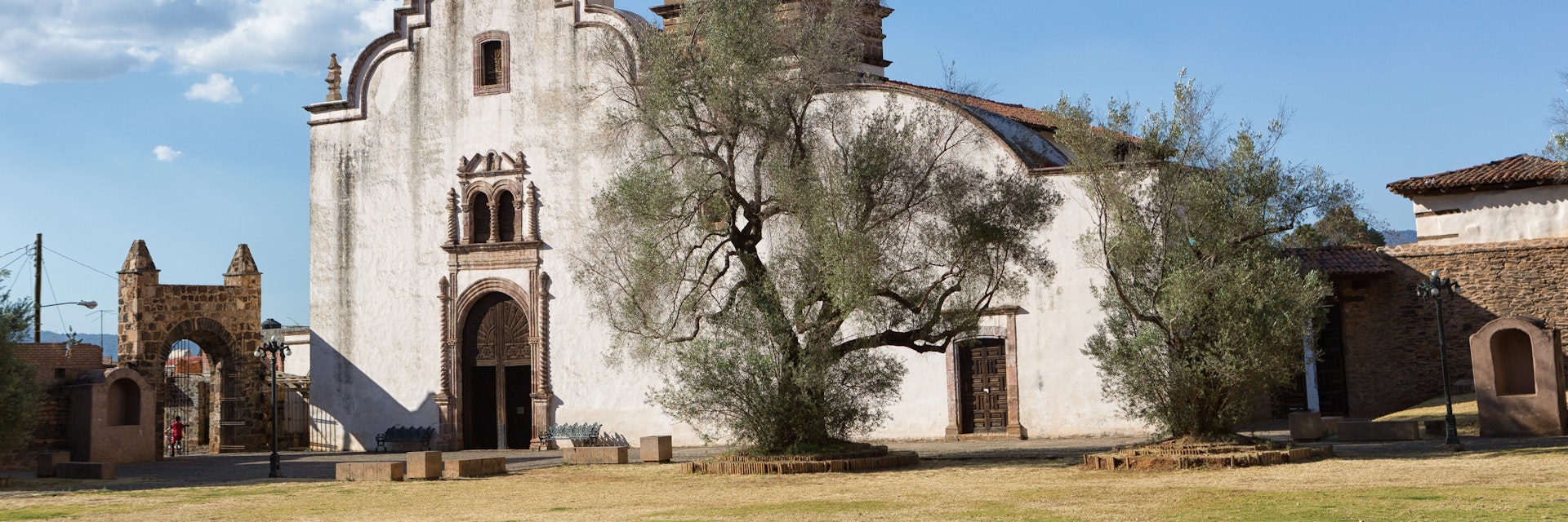 The San Francisco monastery in Tzintzuntzan Mexico, which houses the Museo Antiguo Convento Franciscano de Santa Ana.