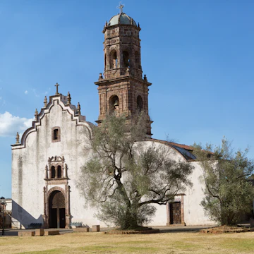 The San Francisco monastery in Tzintzuntzan Mexico, which houses the Museo Antiguo Convento Franciscano de Santa Ana.