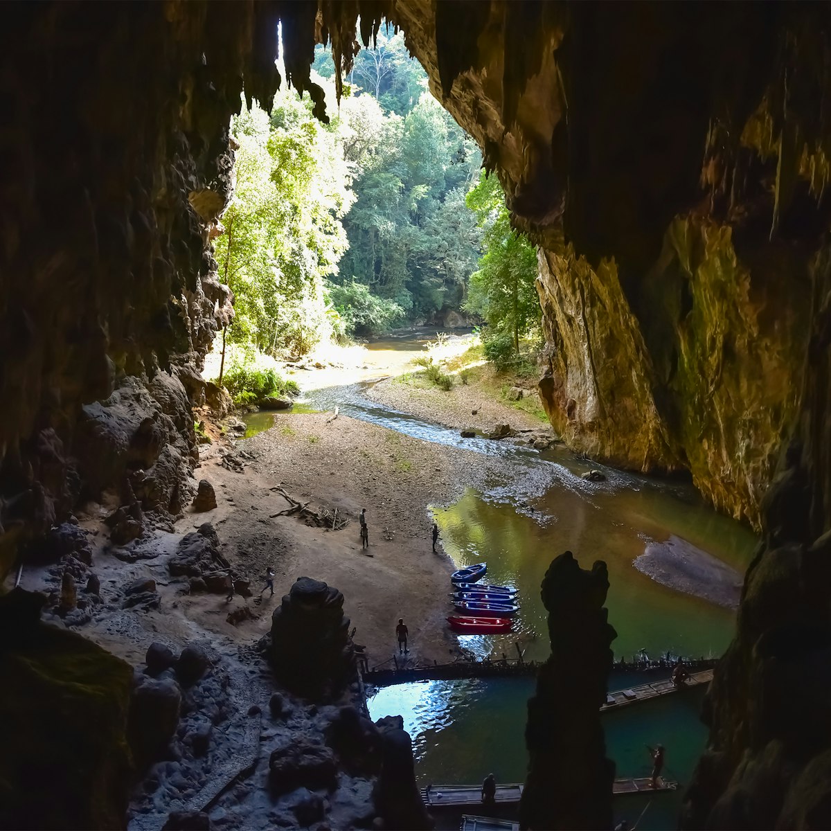 Stalactite cave Tham Lot in Thailand.