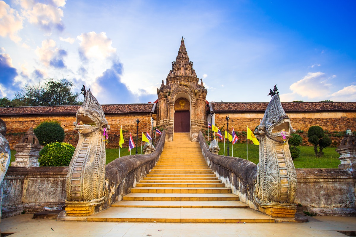Stairs at Wat Phra That Lampang Luang, a Lanna-style Buddhist temple in Lampang Province.