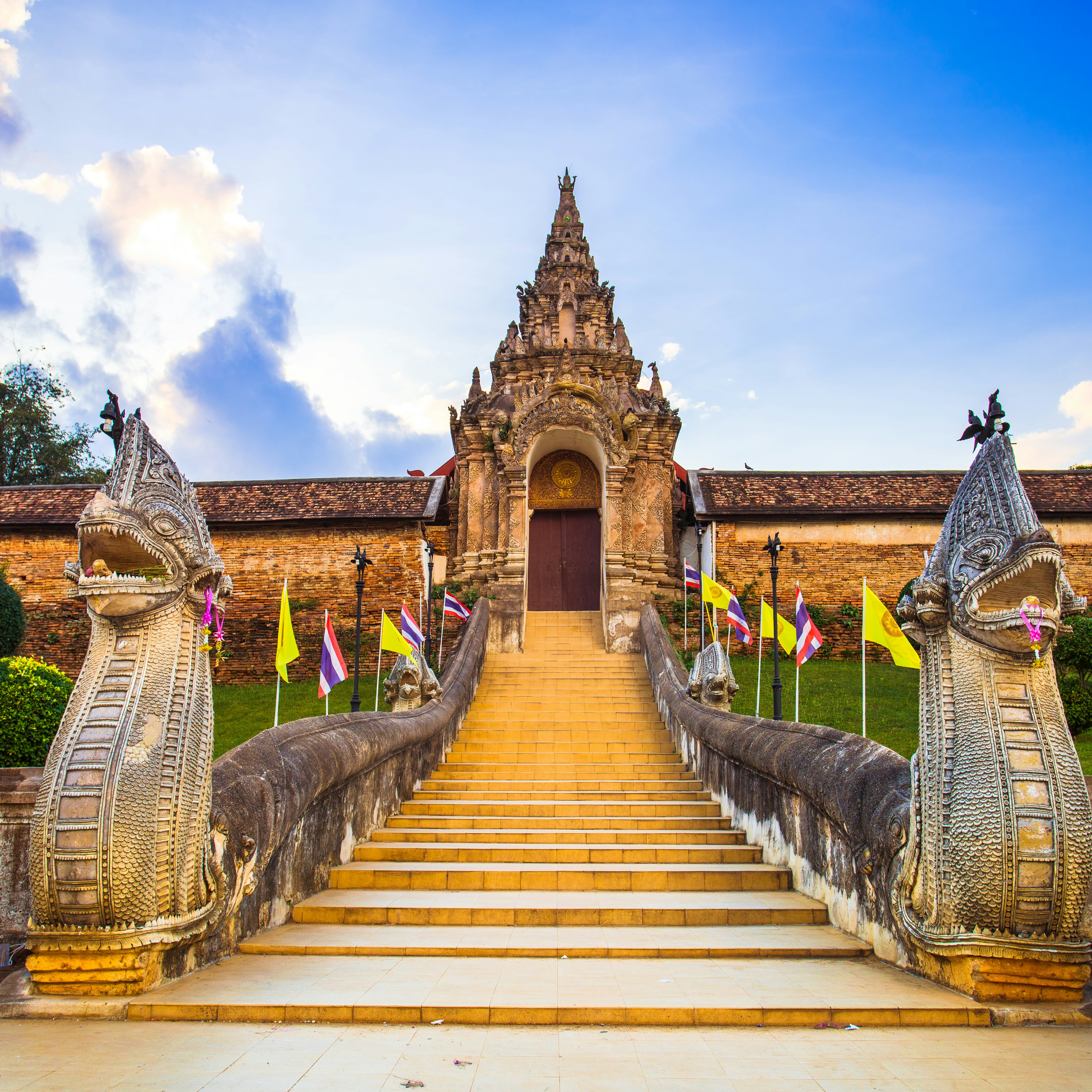 Stairs at Wat Phra That Lampang Luang, a Lanna-style Buddhist temple in Lampang Province.