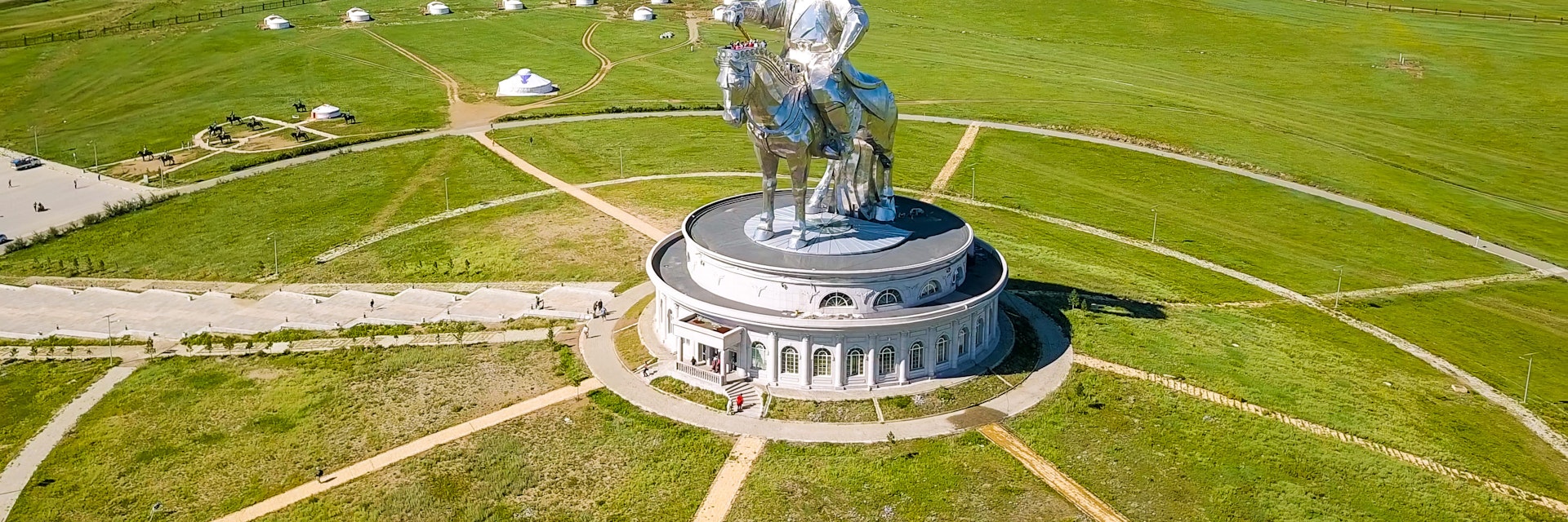 Aerial view of the equestrian statue of Genghis Khan.