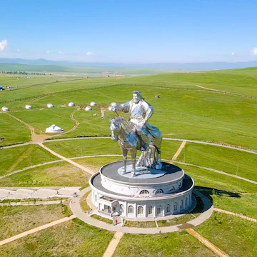 Aerial view of the equestrian statue of Genghis Khan.