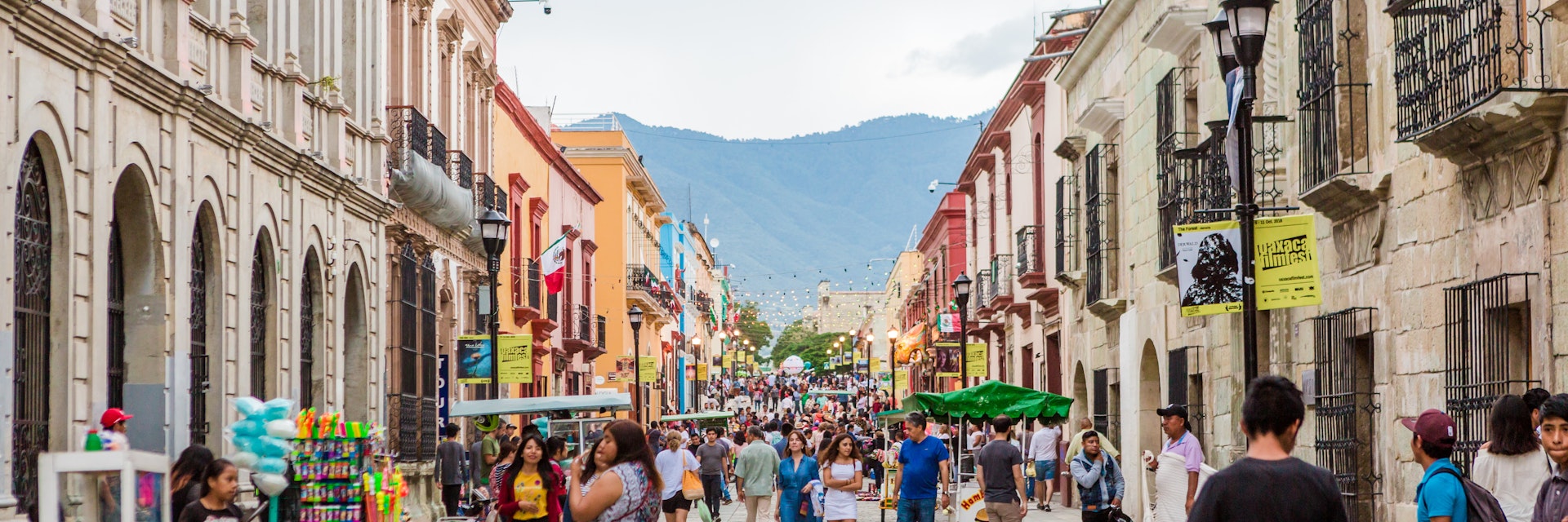 Busy pedestrian street, Calle Alcalá, in downtown Oaxaca.