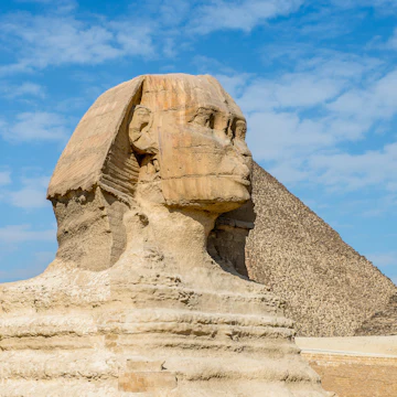Great Sphinx of Giza, a limestone statue of a mythical creature with a lion's body and a human head), Giza Plateau, West Bank of the Nile, Giza, Egypt
africa, african, ancient, antique, antiquities, arab, arabia, arabian, archeology, architecture, building, cairo, cheops, city, civilization, country, culture, damaged, desert, destination, egypt, egyptian, egyptology, famous, giza, head, historic, history, khafre, landmark, monument, mystery, pharaoh, profile, pyramid, rock, sand, scene, seven, sky, sphinx, sphynx, stone, tomb, tourism, tourist, unesco, wonder, world, yellow