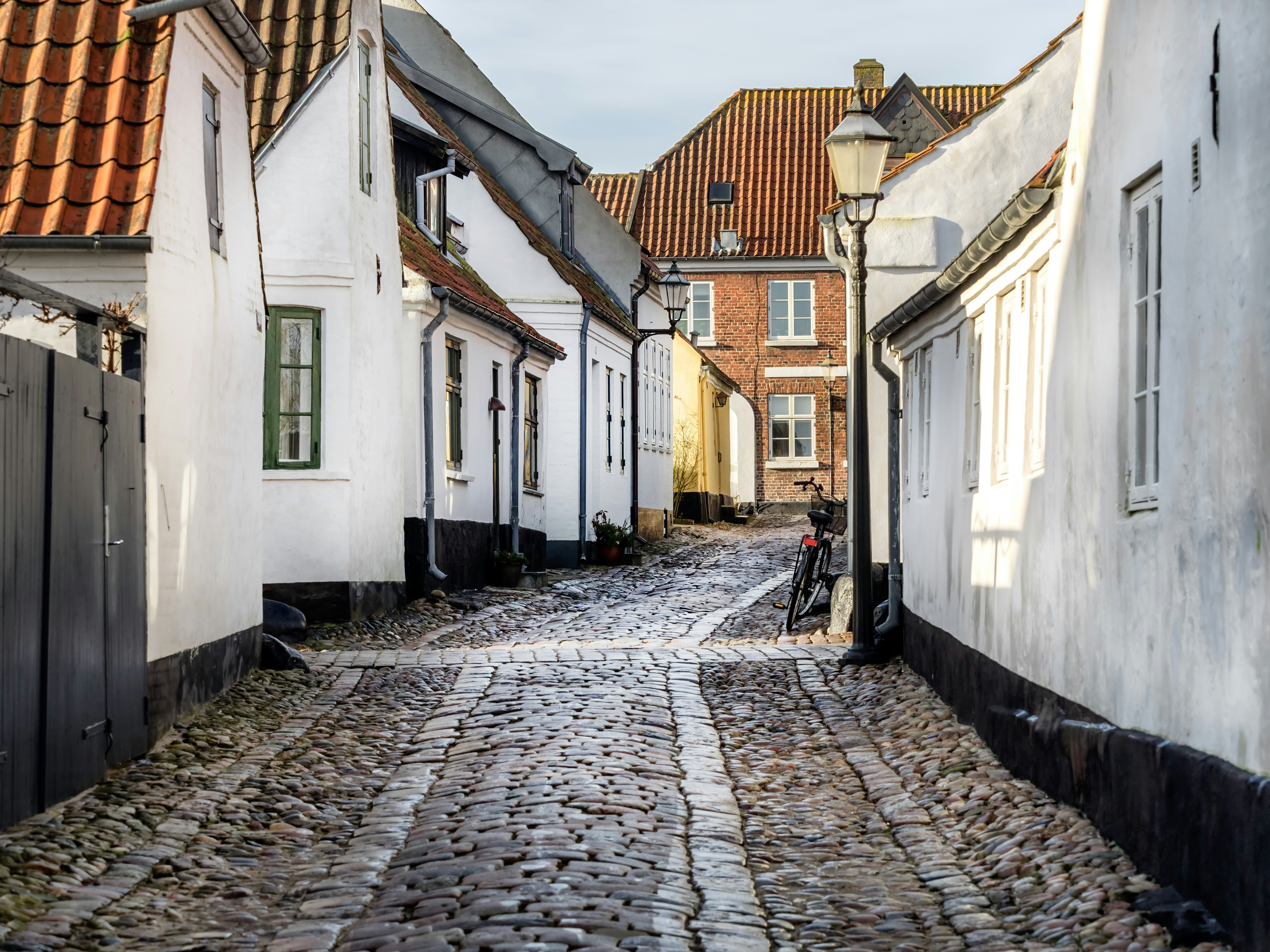 Homes on cobbled streets in Ribe.