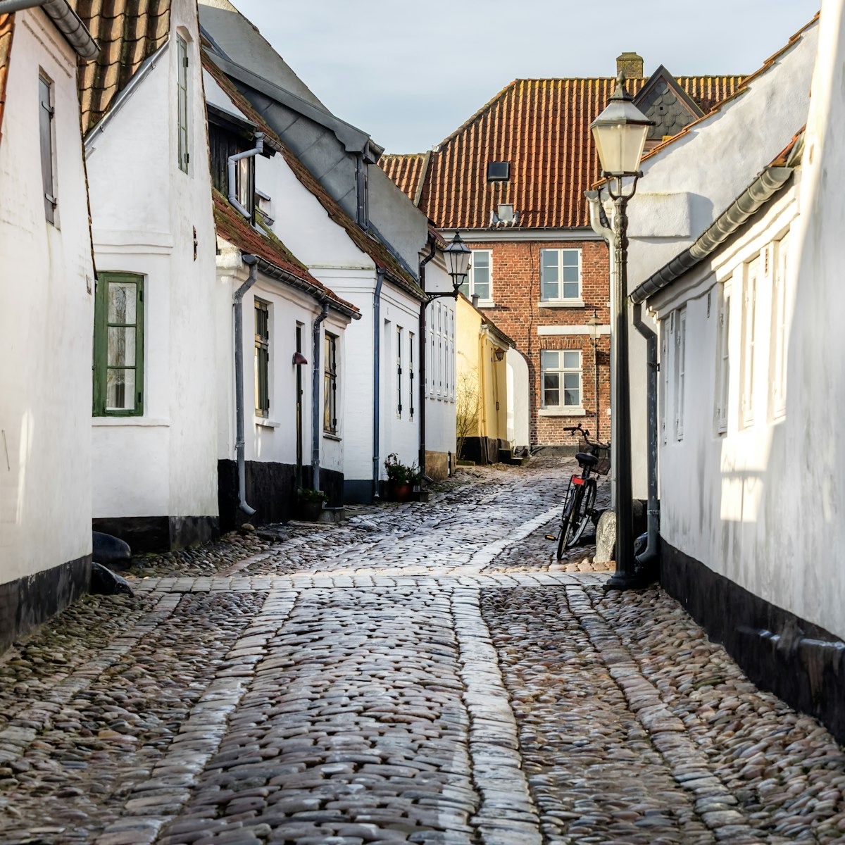 Homes on cobbled streets in Ribe.