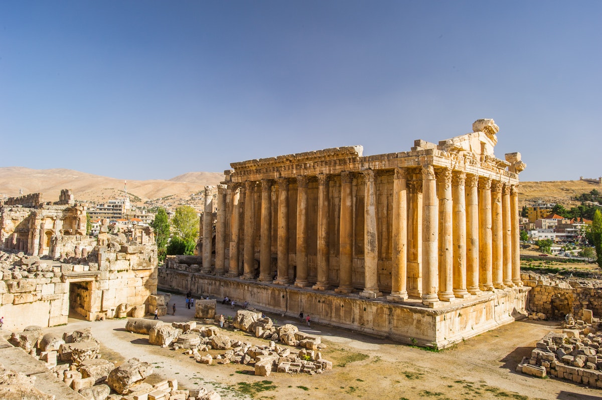 The Temple of Bacchus at Baalbek in Lebanon.
256443700
outdoor, empire, town, stone, jupiter, travel, rock, past, archeology, column, landmark, middle, valley, summer, east, old, roman, morning, sun, asia, building, lebanon, wall, world, unesco, famous, architecture, city, blue, temple, ruin, heliopolis, sky, lebanese, tourism, religion, mediterranean, ancient, arab, structure, landscape, baalbeck, baalbek, bekaa