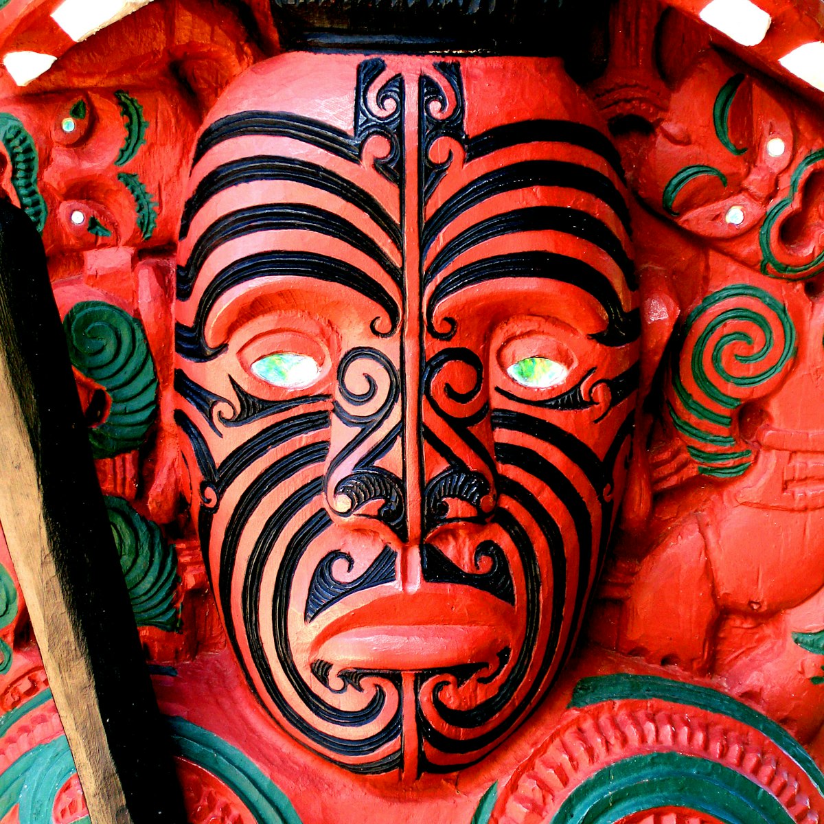 Red carving of a Maori Warrior.
26083891
polynesian, cultural, waitangi, warrior, zealand, culture, carving, ground, tattoo, native, treaty, paint, maori, male, face, wood, luck, art, new, red