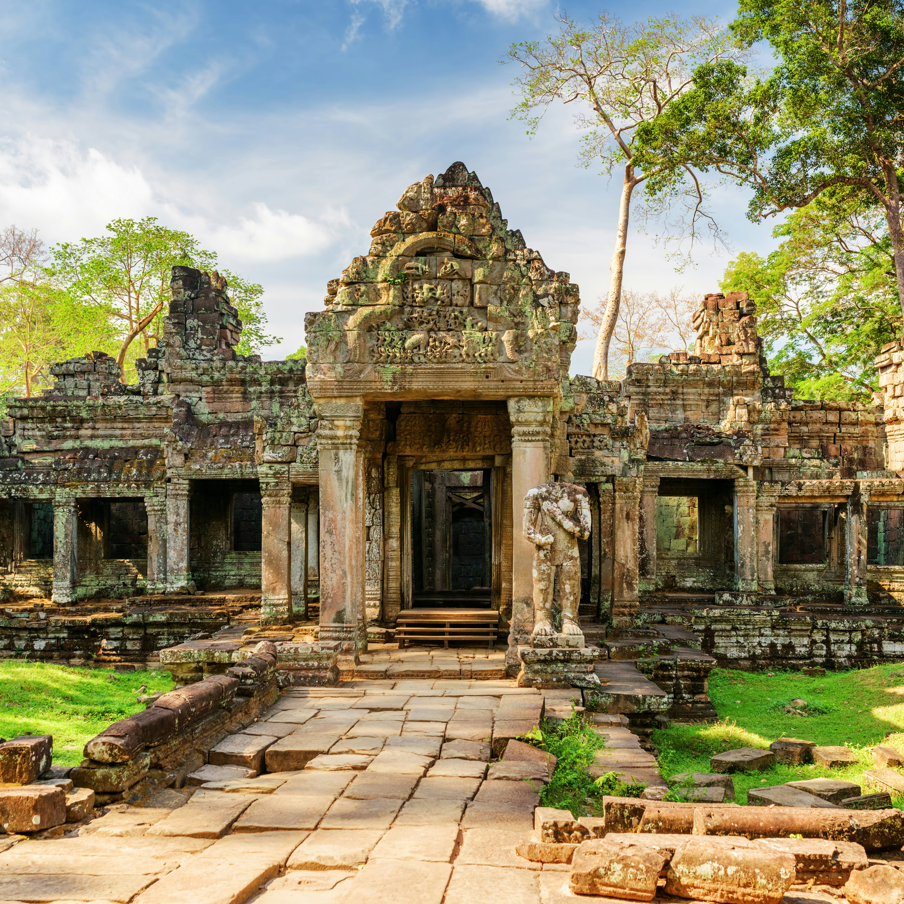 Entrance to ancient Preah Khan temple in Angkor, Siem Reap, Cambodia.