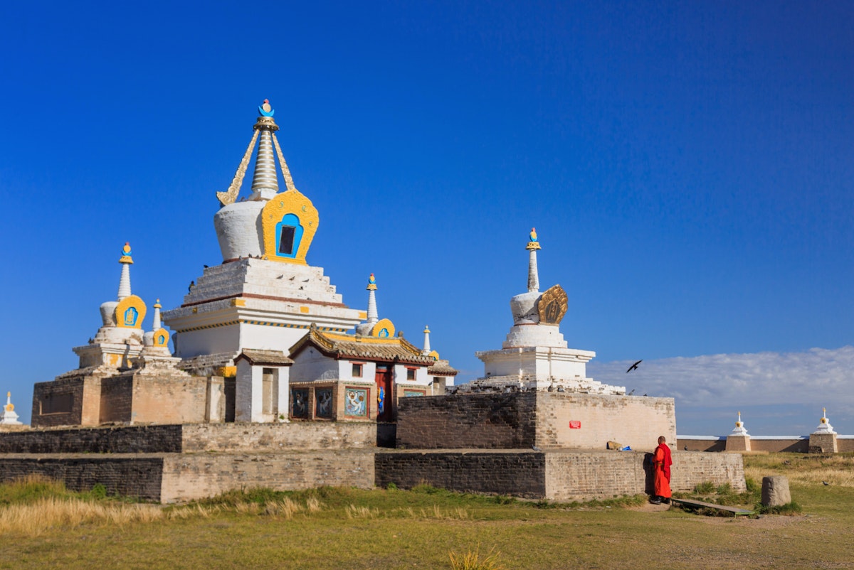 Stupa of Erdene Zuu monastery in the town of Kharkhorin, Mongolia.