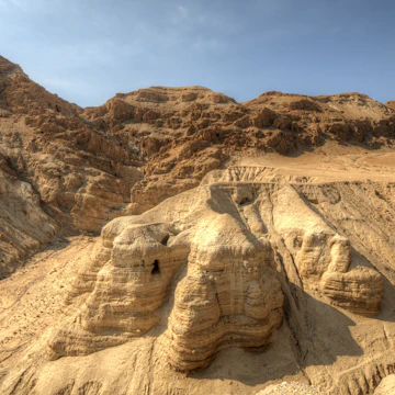 Cave of the Dead Sea Scrolls, known as Qumran cave 4, one of the caves in which the scrolls were found at the ruins of Khirbet Qumran in the desert of Israel.