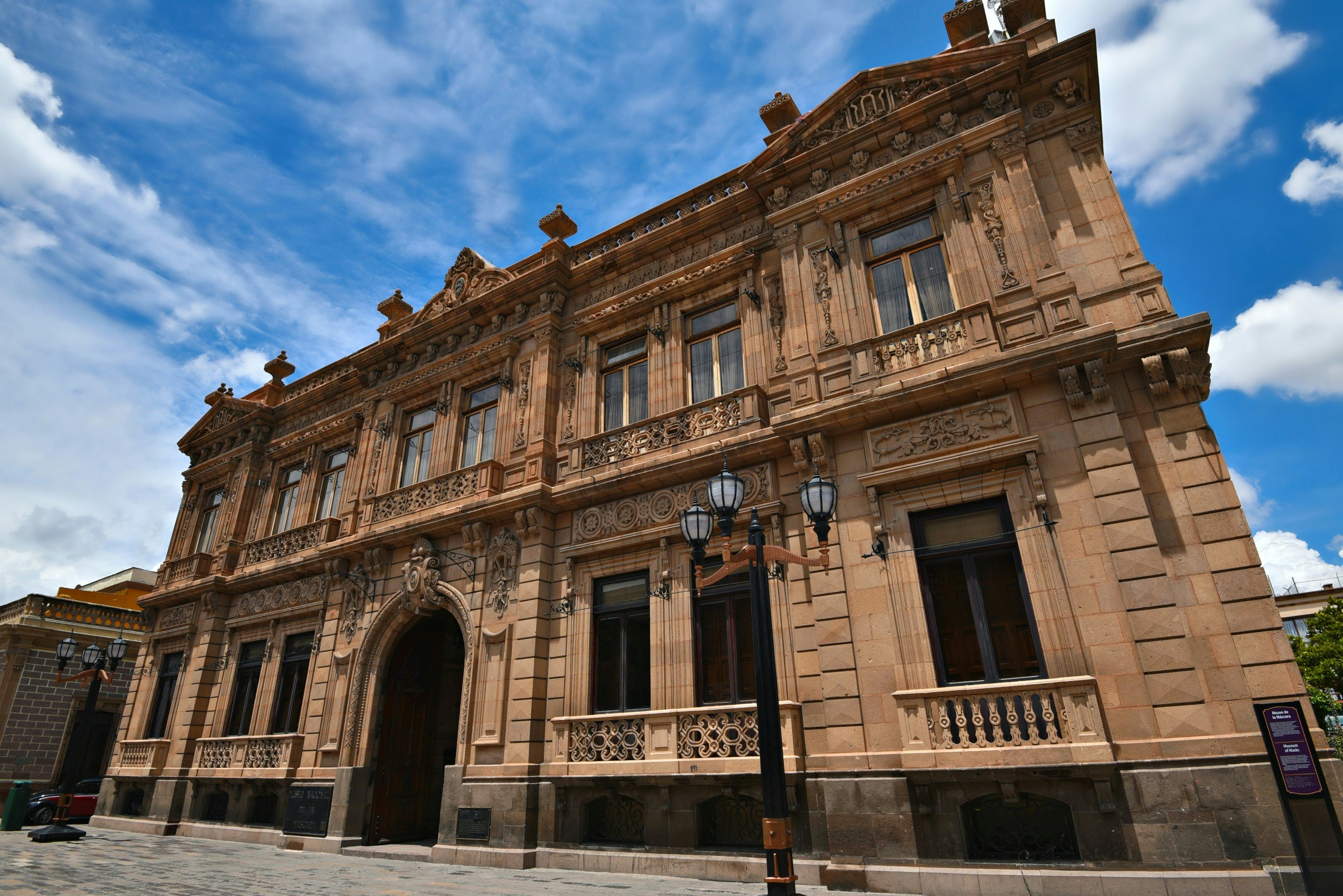 Exterior of the Museo Nacional de la Máscara located in the historic Plaza del Carmen in San Luis Potosí, Mexico.