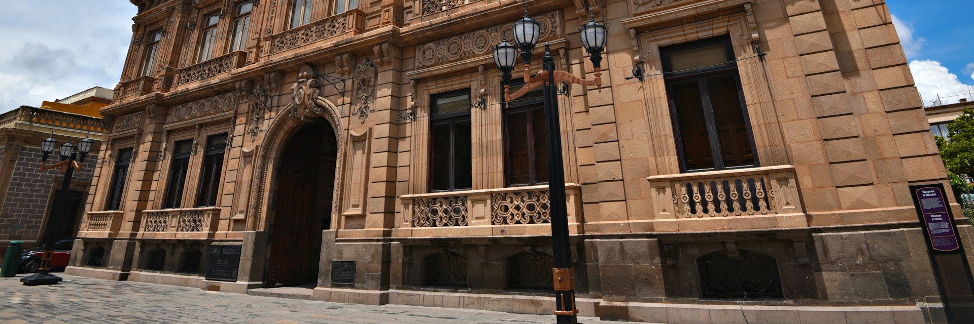 Exterior of the Museo Nacional de la Máscara located in the historic Plaza del Carmen in San Luis Potosí, Mexico.