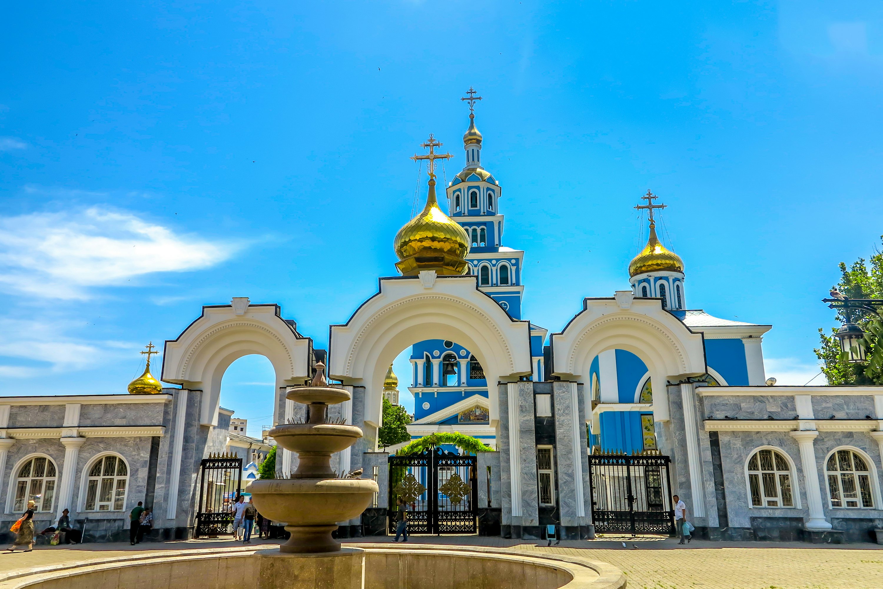 Entrance to Assumption Cathedral in Tashkent, Uzbekistan.