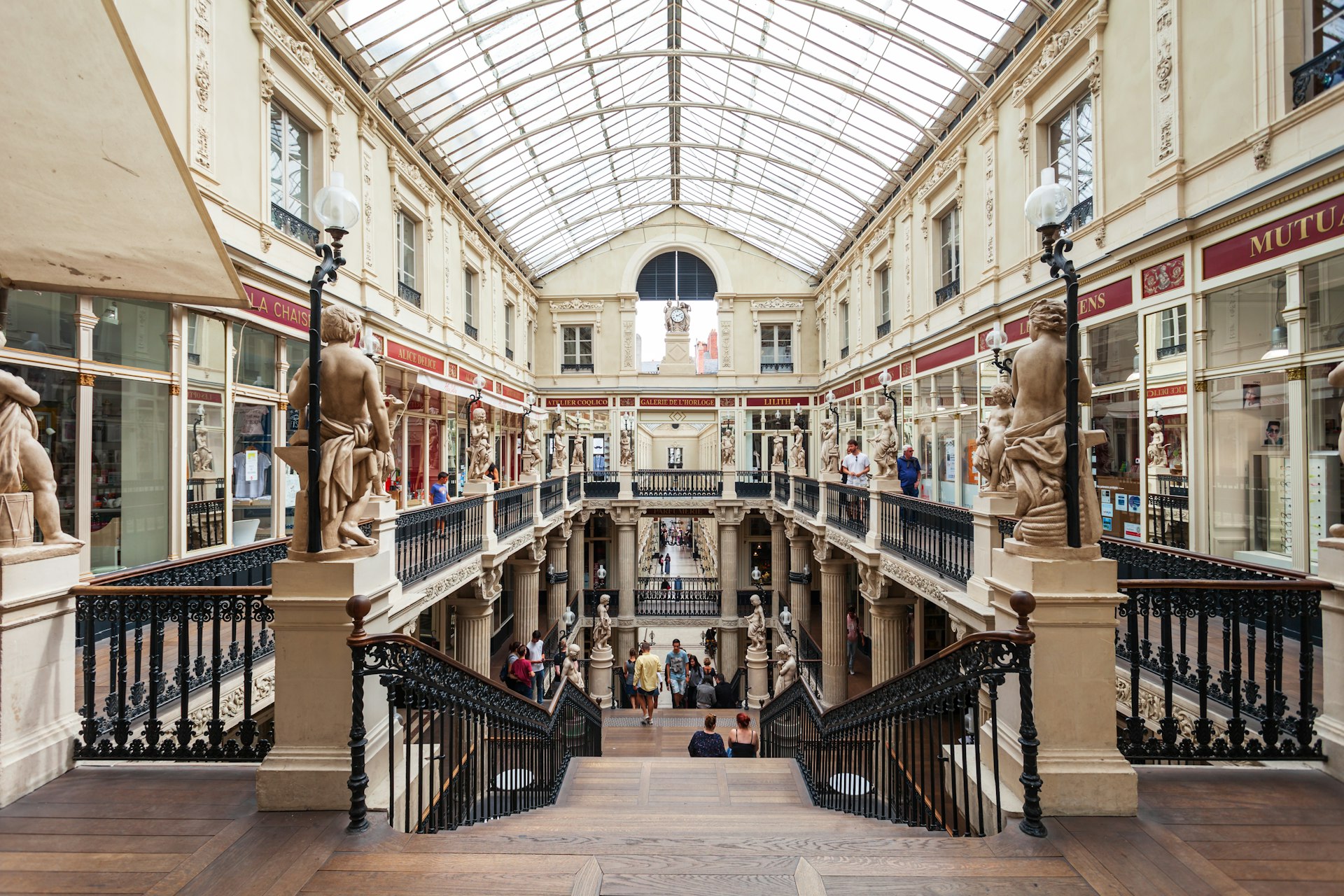 Interior of Passage Pommeraye - a shopping mall in the centre of Nantes city in France; 