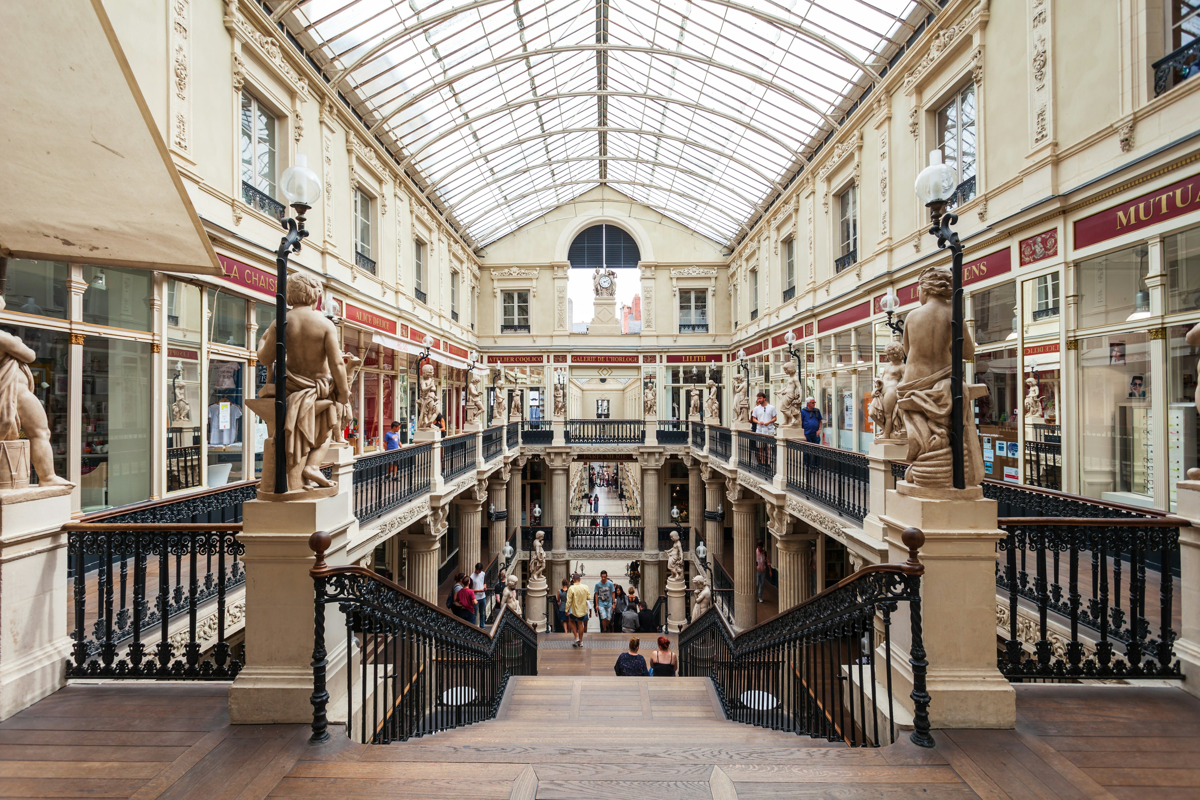 Interior of Passage Pommeraye - a shopping mall in the centre of Nantes city in France;