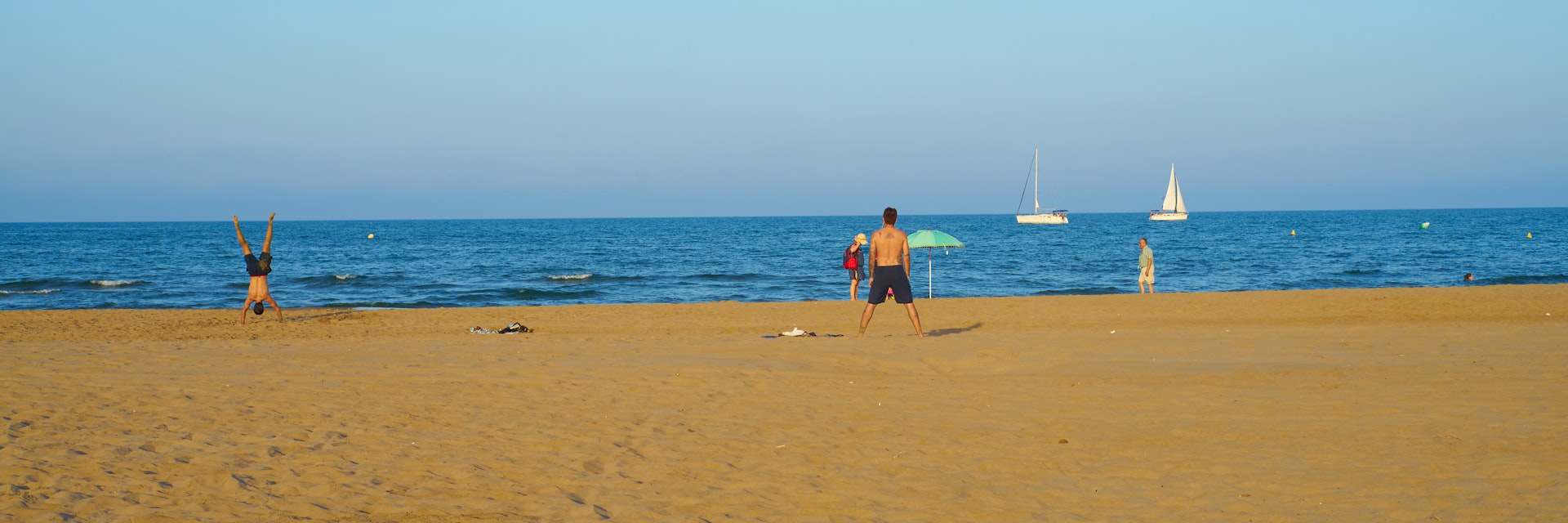 Beach of the Patacona de Alboraya in summer, Valencia, Spain.