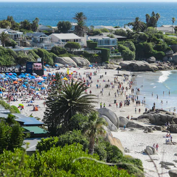 Clifton 4th beach with people on Valentines day for a special open air concert event.