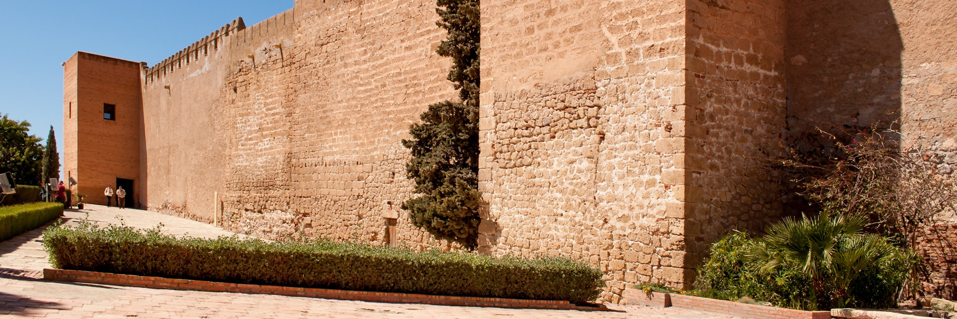 The sail wall with its bell, which separates the first and second enclosures of the fortress in Alcazaba, Almeria, Spain.