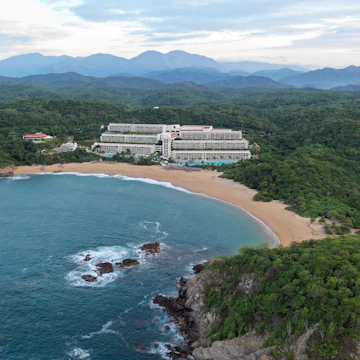 Aerial view of Conejo Bay at Santa Maria Huatulco, Oaxaca, Mexico.