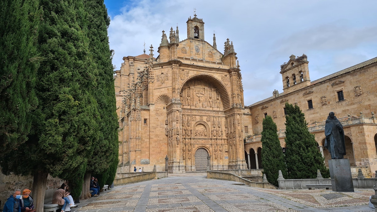 Façade of San Esteban Convent in Salamanca.
