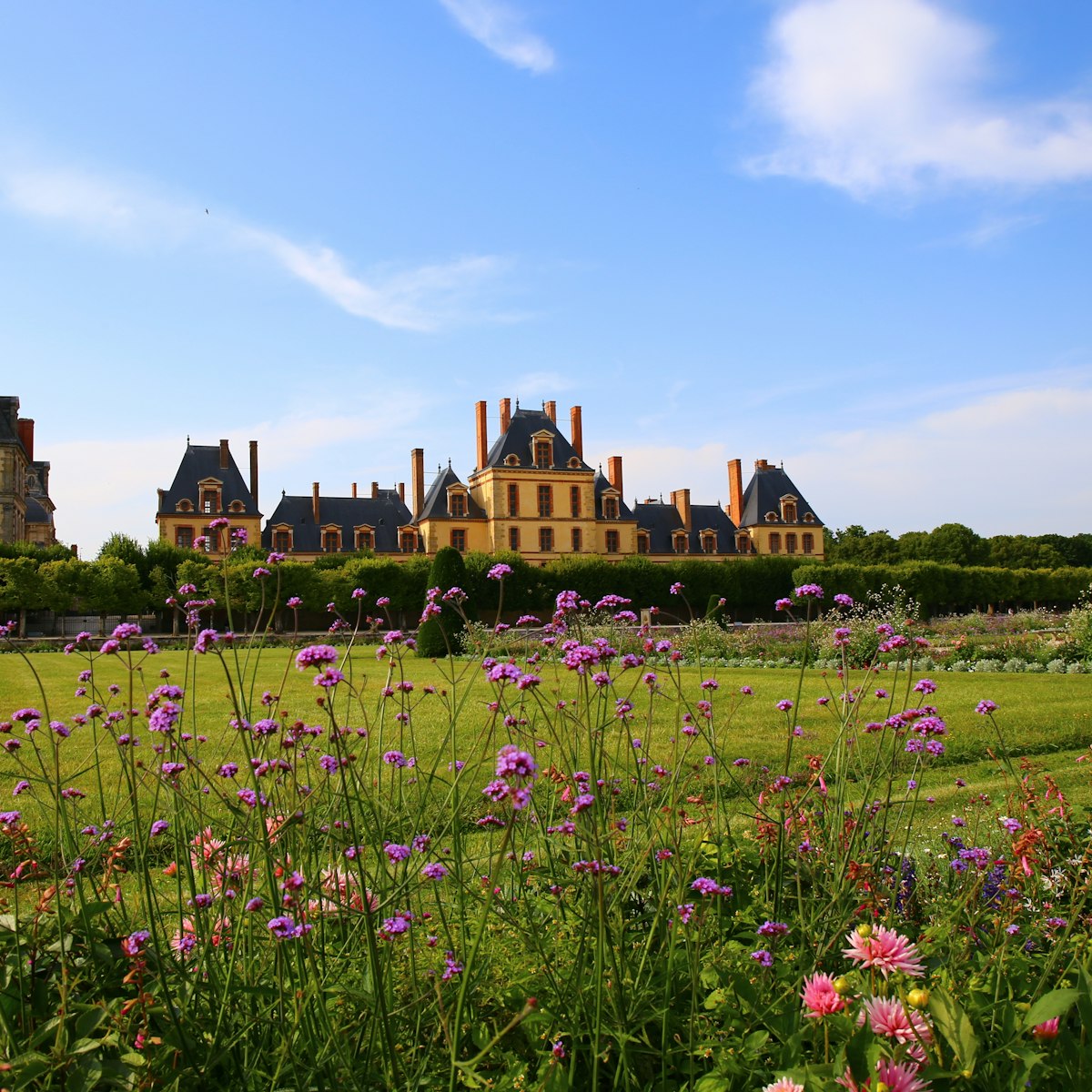 The vast park of the chateau of Fontainebleau.